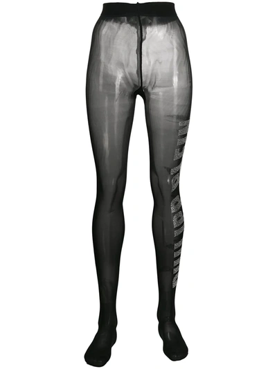 PHILIPP PLEIN LOGO GEM-EMBELLISHED TIGHTS