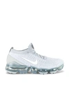 Nike Women's Air Vapormax Flyknit 3 Low Top Running Sneakers In White  White Pure & Platinum Metallic Si