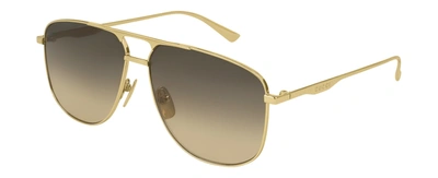 Gucci Gg0336s 001 Aviator Sunglasses In Brown