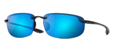 Maui Jim Hookipa H407-02 Polarized Rectangle Sunglasses In Blue