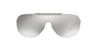 Versace Mirrored Cornici Sunglasses In Light Grey Mirror Silver