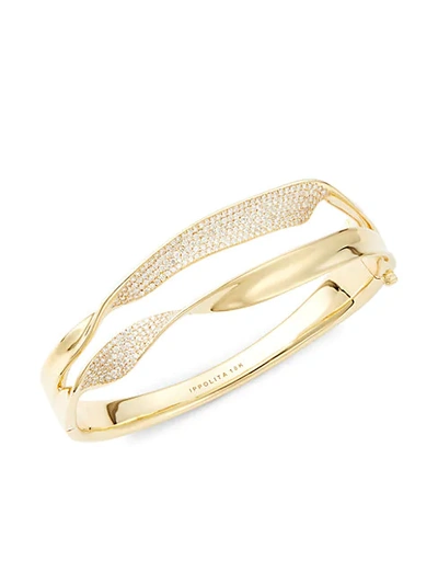 Ippolita Stardust Twisted Double Ribbon 18k Yellow Gold & Diamond Bracelet