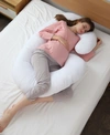 Cheer Collection Hypoallergenic Down Alternative Total Body J Shaped Pillow With Zippered Cover In White