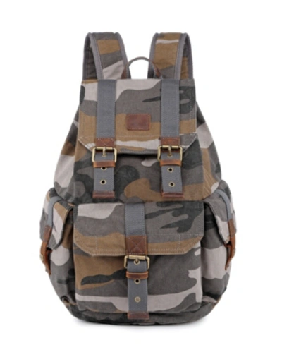 Tsd Brand Camo Canvas Backpack In Gray