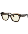 Ray Ban Unisex State Street Blue Light Sunglasses, Rb2186 In Havana On Trasparent Light Brown