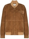 GUCCI SUEDE-EFFECT BUTTON-UP BOMBER JACKET