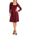 24seven Comfort Apparel Plus Womens Crewneck Knee Length T-shirt Dress In Wine