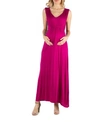 24SEVEN COMFORT APPAREL V NECK SLEEVELESS MATERNITY MAXI DRESS WITH BELT