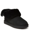 Dearfoams Fireside By  Women's Perth Genuine Shearling Foldover Boot In Black