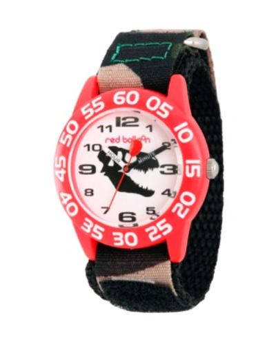 Ewatchfactory Kids' Red Balloon Dinosaur Boys' Red Plastic Time Teacher Watch In Green Camo