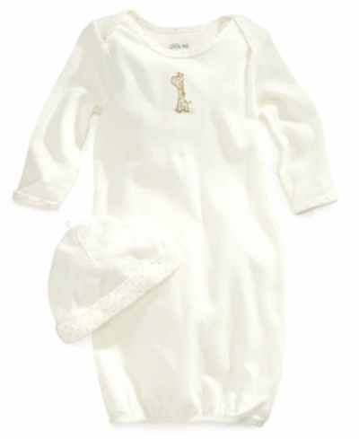 Little Me Baby Neutral Giraffe Gown And Beanie Set In Ivory