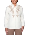 ALFRED DUNNER PETITE FIRST FROST EMBROIDERED FLEECE JACKET
