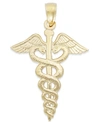Macy's Caduceus Charm In 14k Gold In Yellow Gold