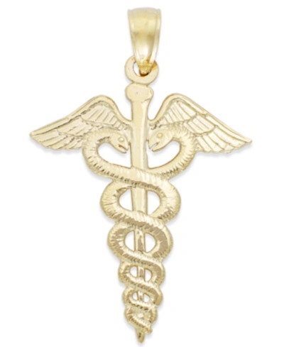 Macy's Caduceus Charm In 14k Gold In Yellow Gold