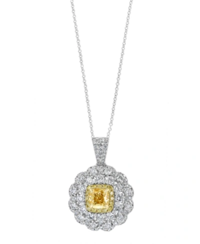 Effy Collection Effy Diamond Floral 18" Pendant Necklace (2-1/2 Ct. T.w.) In 18k Gold & White Gold In White/yellow Gold