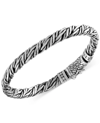 Esquire Men's Jewelry Rope-look Bangle Bracelet In Sterling Silver