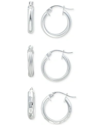 Giani Bernini 3-pc. Set Small Hoop Earrings In Sterling Silver, 0.625", Created For Macy's