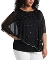 Msk Embellished Asymmetrical Overlay Top In Black