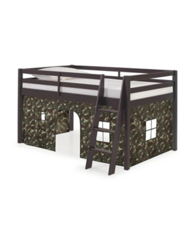 Alaterre Furniture Twin Roxy Junior Loft Tent In Espresso With Green Camo