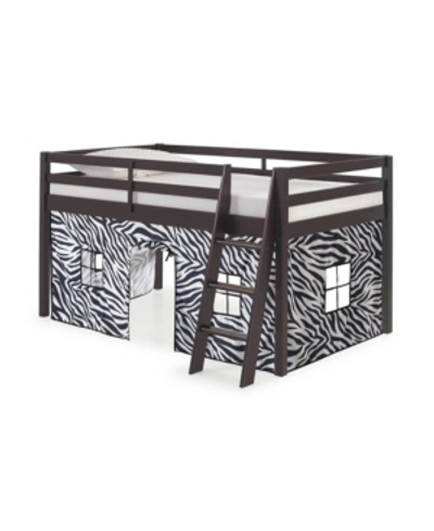Alaterre Furniture Twin Roxy Junior Loft Tent In Espresso With Zebra Print