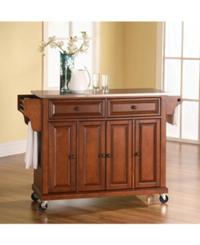 Crosley Stainless Steel Top Kitchen Cart Island In Cherry