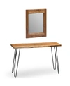 ALATERRE FURNITURE HAIRPIN NATURAL LIVE EDGE MEDIA CONSOLE AND MIRROR SET