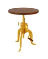 Carolina Classics Reilly Adjustable Crank Accent Table In Gold-tone