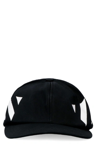 Off-white Baseball Hat With Flat Visor In Black