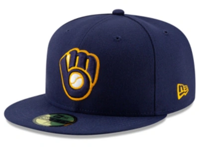 New Era Milwaukee Brewers Authentic Collection 59fifty Cap In Lightnavy