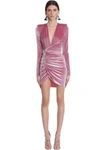 ALEXANDRE VAUTHIER DRESS IN ROSE-PINK VELVET,11587740