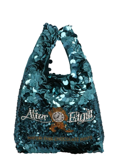 Anya Hindmarch After Eights Sequinned Recycled-satin Tote Bag In Light Blue