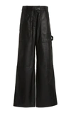 COMMON LEISURE WOMEN'S FEEL BIZ. LEATHER WIDE-LEG CARGO PANTS