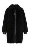 COMMON LEISURE WOMEN'S MOON LEATHER-TRIMMED SHEARLING COAT