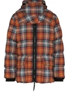 BURBERRY DETACHABLE-HOOD CHECK-PATTERN PUFFER JACKET