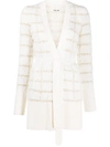 Max & Moi Gad Tie-waist Check Cardigan In White