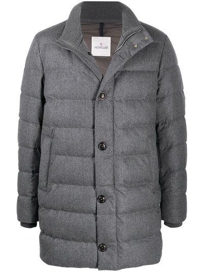 Moncler Mid-length Padded Coat In Grey