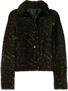 YVES SALOMON ANIMAL PATTERN REVERSIBLE JACKET