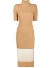 ELISABETTA FRANCHI ROLL NECK SHEER-PANEL DRESS