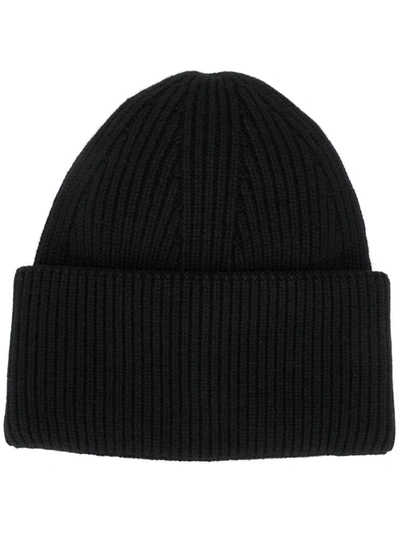 Laneus Ribbed-knit Beanie Hat In Black