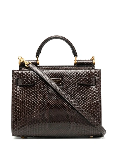 Dolce & Gabbana Sicily 62 Crocodile-effect Tote In Brown