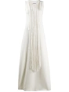 Jil Sander Fringed Silk-blend Maxi Dress In White