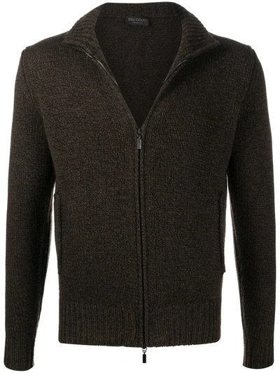 Dell'oglio Spread Collar Cardigan In Brown