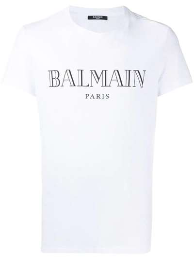 Balmain Logo Print T-shirt In White