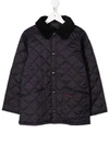 Barbour Collared Quilted Jacket In Blue