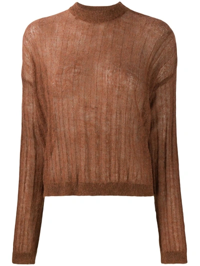 Alysi Ribbed Knit Jumper In Brown