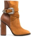 TOMMY HILFIGER TWO-TONE BUCKLE ANKLE BOOTIES