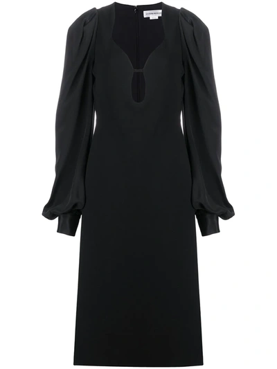 Victoria Beckham Crepe Keyhole-front Midi Cocktail Dress In Black