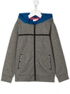 HUGO BOSS CONTRAST PANEL ZIP-UP HOODIE