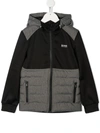 Hugo Boss Boss Bi-material Jacket With A Hood In Black