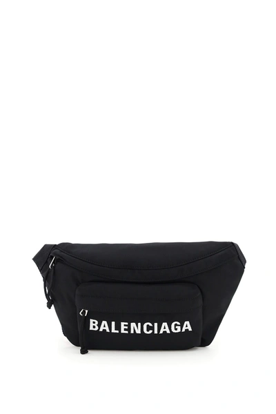 Balenciaga Embroidered Logo Beltbag In Black